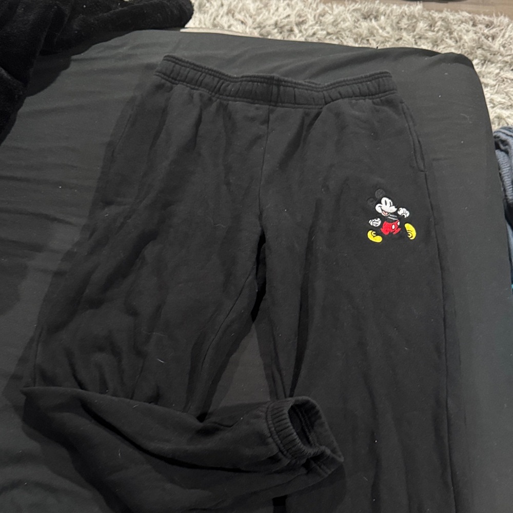 Woman Black Mickey Mouse Sweatpants